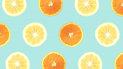 Echte-Zitronen-Orangenfrucht-Pop-Art-nahtloser-Hintergrund
